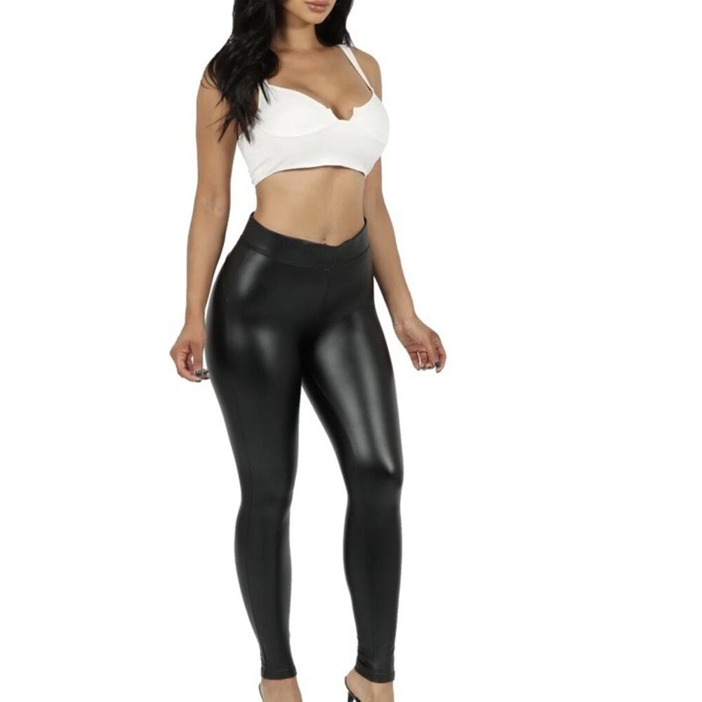 BBJ Los Angeles Faux leather legging pants Women’s Black Large Stretch